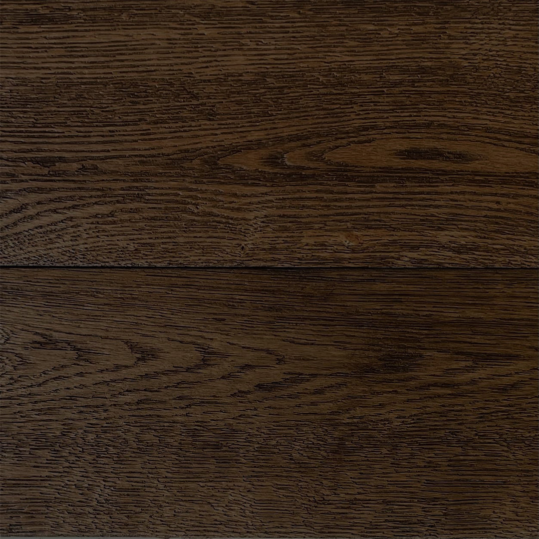 Dark brown wood grain texture with visible plank seams and natural wood patterns.