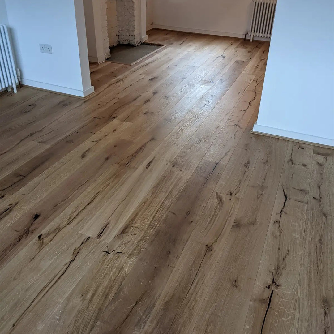 Rustic oak wood board with natural brushed grain