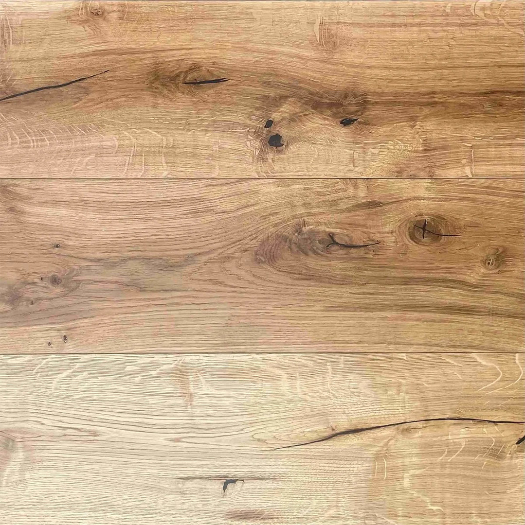 Natural oak flooring plank with rustic brushed finish