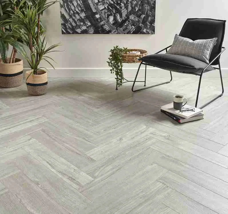 Light Grey Herringbone SPC Click 0.3/6x126x610