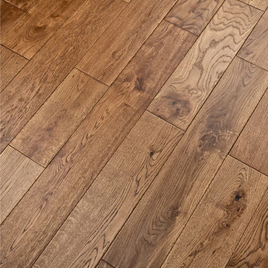 Solid Oak Golden Handscraped (distressed edges) UV Oiled 125 x 18