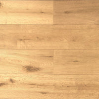 Light oak wood flooring planks with visible grain, knots, and natural texture in warm beige and tan tones.