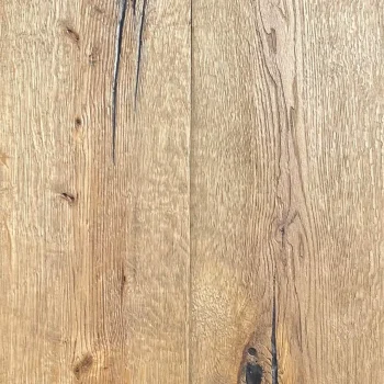 Close-up image of 190mm Marina Vintage Oak flooring with visible knots and hard wax finish on textured grain