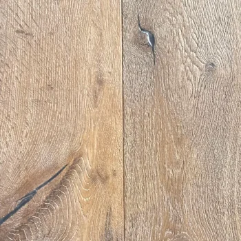 Close-up of Smoked & White Vintage Oak flooring showing detailed distressed texture and subtle colour contrast in the grain