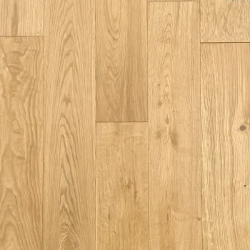 Natural oak brushed and oiled flooring in random lengths, front-facing close-up showing deep wood grain texture