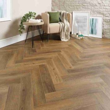 SPC Herringbone Smoked Oak Flooring
