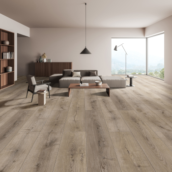 New Deluxe Laminate Arctic Grey Oak Plank – Installed Flooring Scene