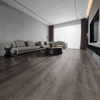 New Deluxe Laminate Carbon Grey Oak Plank – Installed Flooring Scene