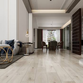 Installed New Deluxe Laminate Eclipse Grey Oak Plank flooring in a modern room setting