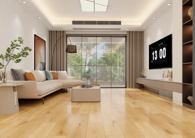 Installed New Deluxe Laminate Natural Oak Colour Plank flooring in a modern interior setting