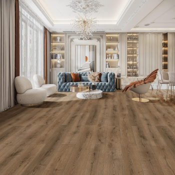 New Deluxe Laminate Smoked Oak Colour Plank – Installed Flooring Scene
