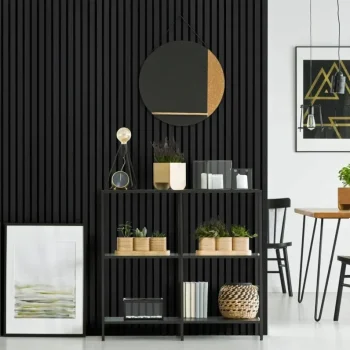 Real Wood Acoustic Wall Panel - Charcoal Oak 2400x12/21x600mm