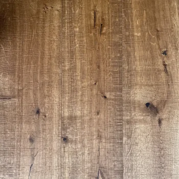 Close-up of New Heritage XL smoked oak engineered flooring with visible bandsawn texture and rich oiled surface