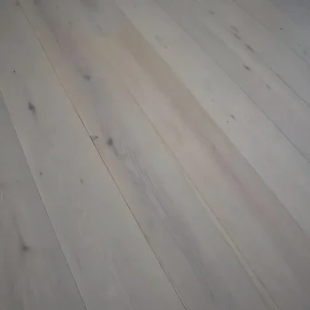 Close-up of Eco Range Cotton White Oak UV Oiled engineered wood flooring showing natural oak grain and smooth finish