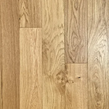 Close-up of Natural Oak brushed lacquered flooring with fine texture and random-length layout