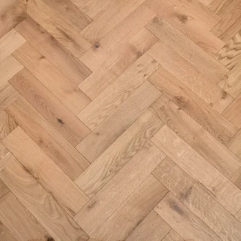 Flaxen Natural Oak Parquet Brushed & UV Oiled Flooring 90 x 3/14 x 450mm