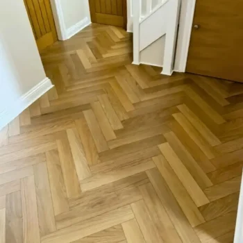 natural oak herringbone installed
