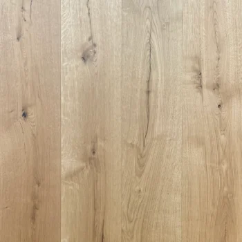 Close-up of brushed and oiled natural oak engineered wood flooring plank showing surface texture and grain