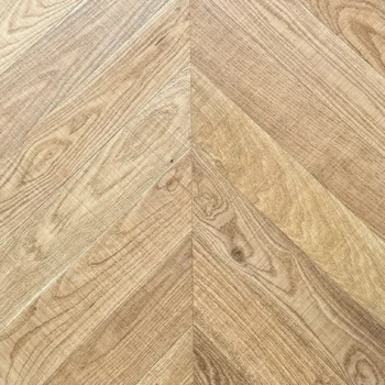 Close-up of luxury chevron sawn natural oak flooring with brushed and oiled finish