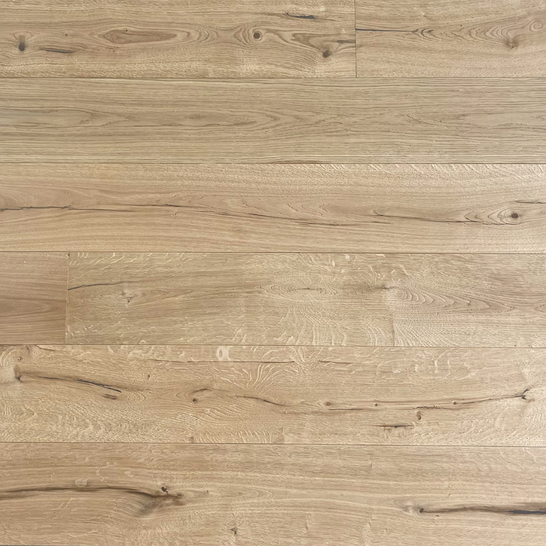 Side view of Heritage Natural Oak Brushed UV Oiled engineered wood flooring showing the board profile and edge detail.